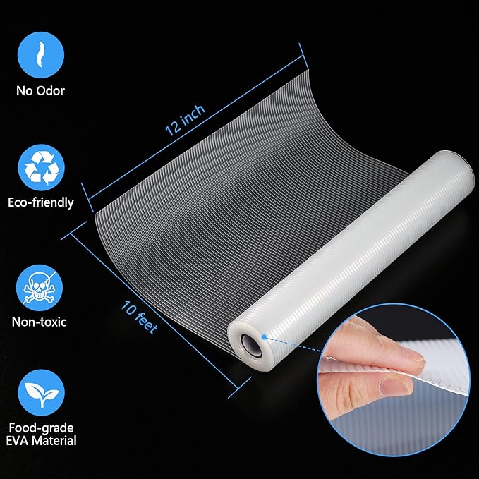 Shelf Liner,Non-Adhesive Drawer Liner,Food-Grade Material for Kitchen Cabinets Liner,Non-Slip Cupboard Liners Kitchen Drawer Liners Bathroom Shelves Liners (12 inches x 10 Feet)