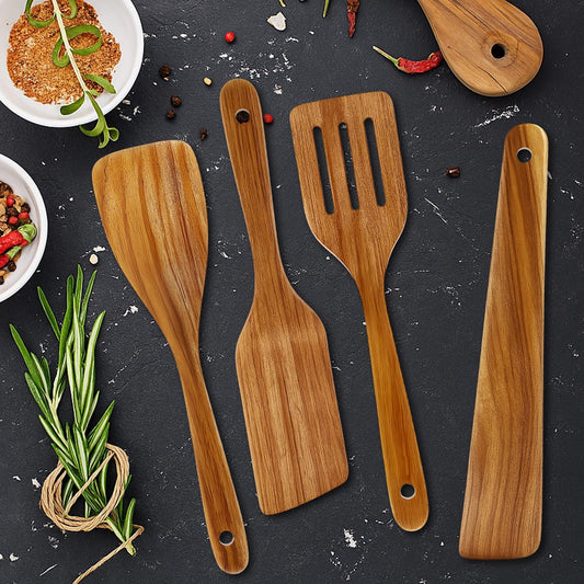 Best Acacia Wood Spatula for Cooking Non Toxic Wooden Kitchen Utensil Set Flat Slotted Turner Spatulas Spoon Scraper Spurtles Kitchen Tools Nonstick Bamboo Cooking Utensils Thin Egg Flipper Spatula
