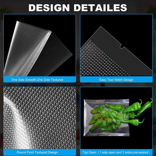 CANLENPK 8x12 Inch/20x30cm Vacuum Sealer Bags food Storage,Keep Fresh Lock Nutrition,Sous Vide Bag Freezeable Boilable Microwaveable(100 Bags)