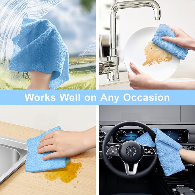 LIVOS Microfiber Cleaning Cloth Roll - 80 Pack, Reusable Paper Towels, Microfiber Towels for Cars, Super Absorbent Lint Free Cleaning Rags for House, Kitchen, Window-Light Blue, 11.5"x11.5"