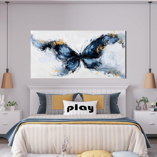 Canvas Wall Art Decor Modern Butterfly Wall Art For Living Room Black Abstract Art Abstract Canvas Art Wall Butterfly Artwork For Room Posters Wall Art Office Decor 20"X 40" Artwork For Walls