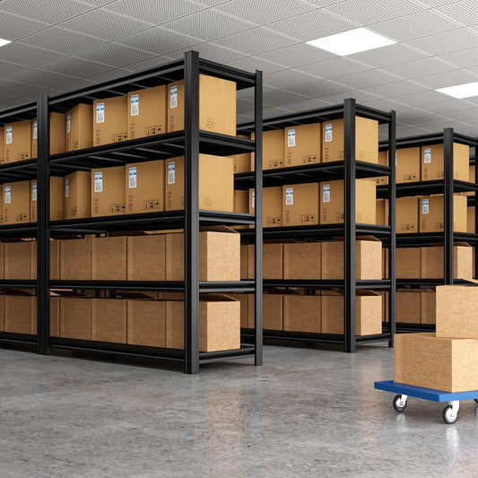 47.12" W Father&I 5-Shelf Industrial Adjustable Heavy-Dudy Tall Metal Steel Garage Storage Shelves Shelving Units/Rack System (Commercial) for Basement/Shop/Dorm, 83" H*47.12" W*23" D*, Black