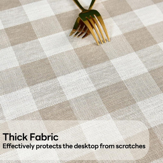 Gingham Tablecloth Rectangle Table Cloth Heavy Duty Cotton Checkered Table Cover for Spring Picnic Kitchen Dining(C-Beige, 52x120 inch)