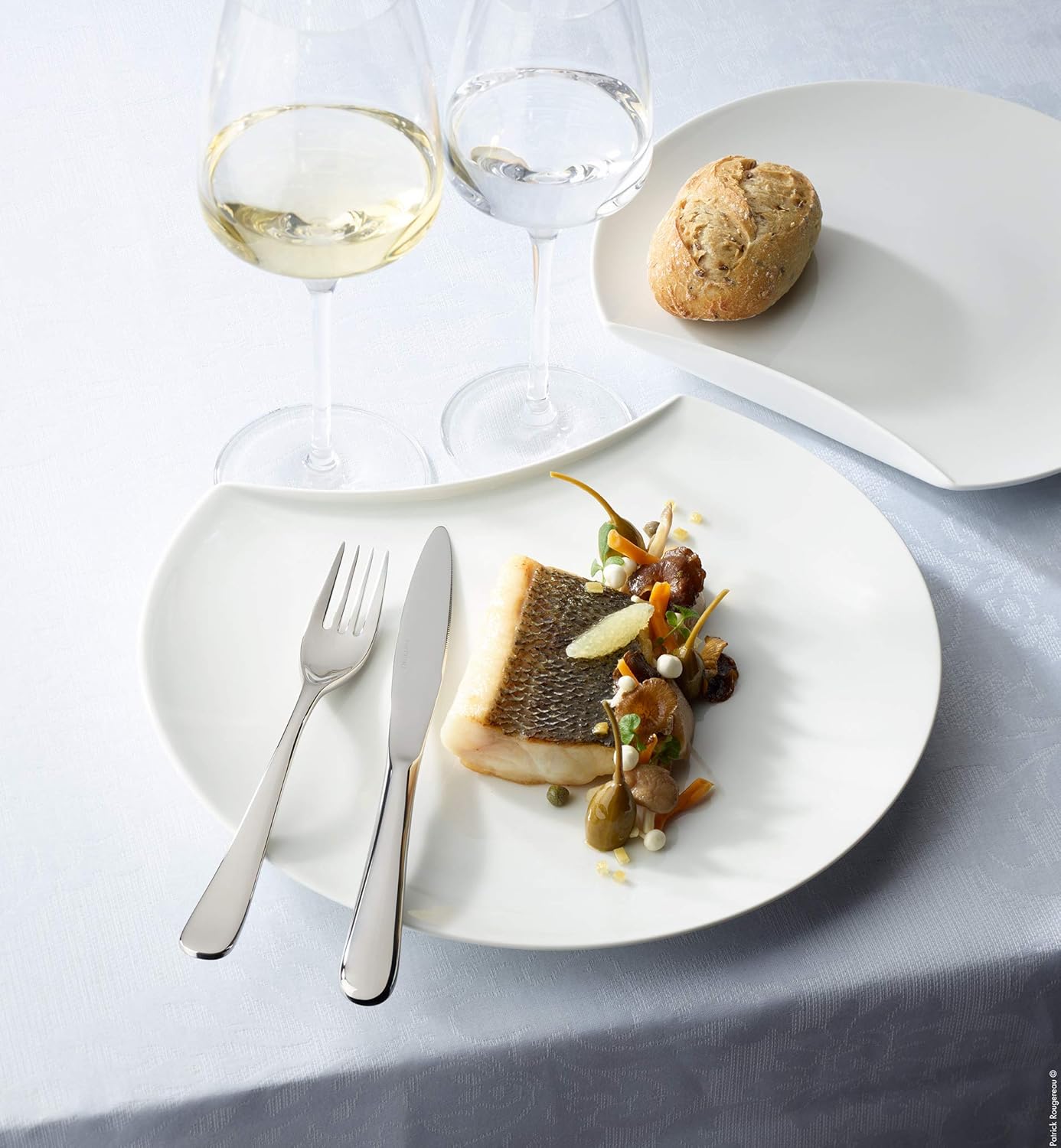 Degrenne Luxury French Cutlery Set - 5 Piece Silverware Set, Includes Forks, Spoons & Knife, Stainless Steel Flatware, Dishwasher Safe, Aquatic Mirror Collection