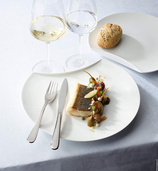 Degrenne Luxury French Cutlery Set - 5 Piece Silverware Set, Includes Forks, Spoons & Knife, Stainless Steel Flatware, Dishwasher Safe, Aquatic Mirror Collection