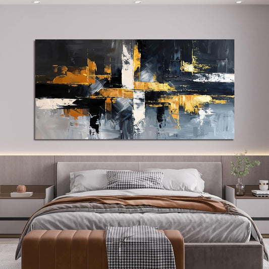 Large Canvas Wall Art Decor Oversized Gold Wall Art for Living Room Black and White Wall Art Prints Artwork for Walls Modern Abstract Art Abstract Canvas Art Wall Decor Bedroom Office Decor 29" X 58"