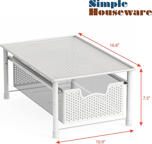 Simple Houseware Stackable Cabinet Basket Drawer Organizer, White