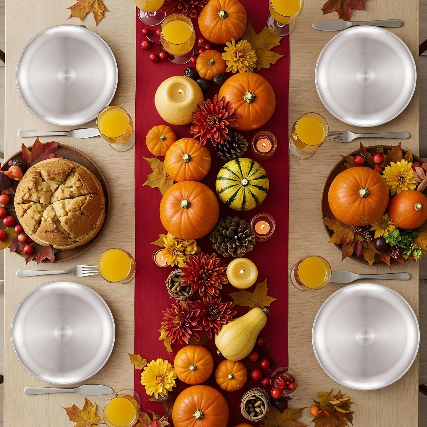 10Pcs Stainless Steel Dinner Plates, 10" Round Salad Plates, Serving Plate for Home Kichten, Outdoor Camping, Snack, Pizza and BBQ