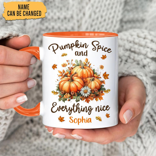 Hyturtle Personalized Fall Autumn Mug Gifts - Pumpkin Spice - Custom Name Coffee Cup Ceramic Mug 11oz 15oz - Autumn Gifts - Fall Thanksgiving Decor Gift - Birthday Christmas