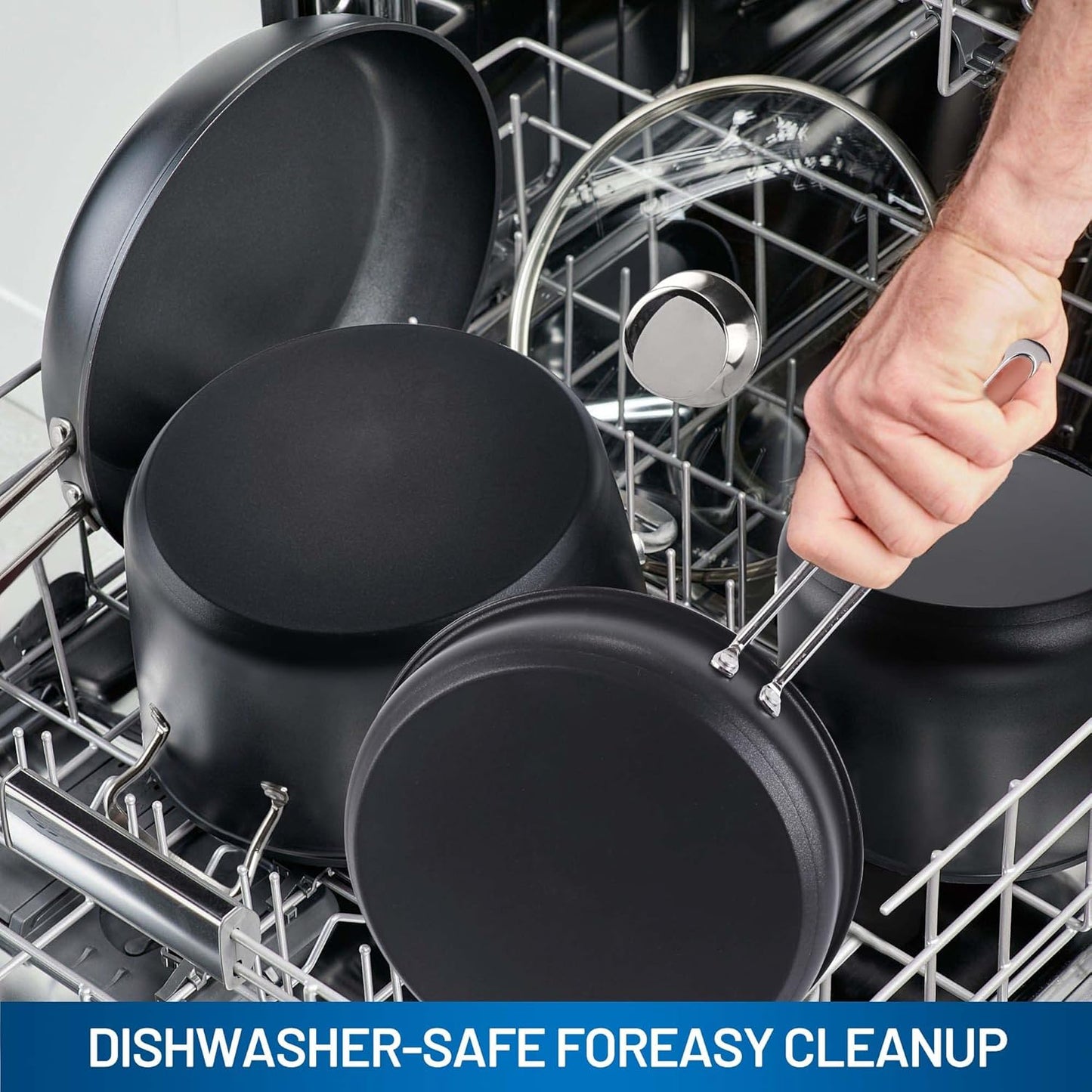 Stainless Steel pots and pans set, 10 Piece Nonstick Kitchen Induction Cookware Set,Works with Induction/Electric and Gas Cooktops, Nonstick, Dishwasher, Black