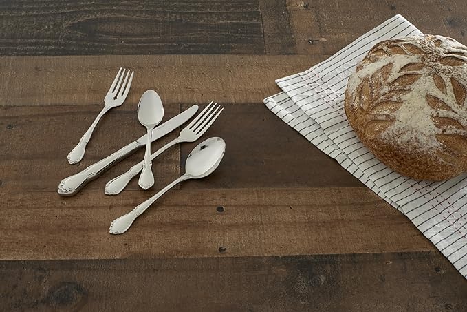 Oneida 2610004C Chateau Fine Flatware Dinner Spoons, Set Of 4, 18/8 Stainless Steel, Service For 4