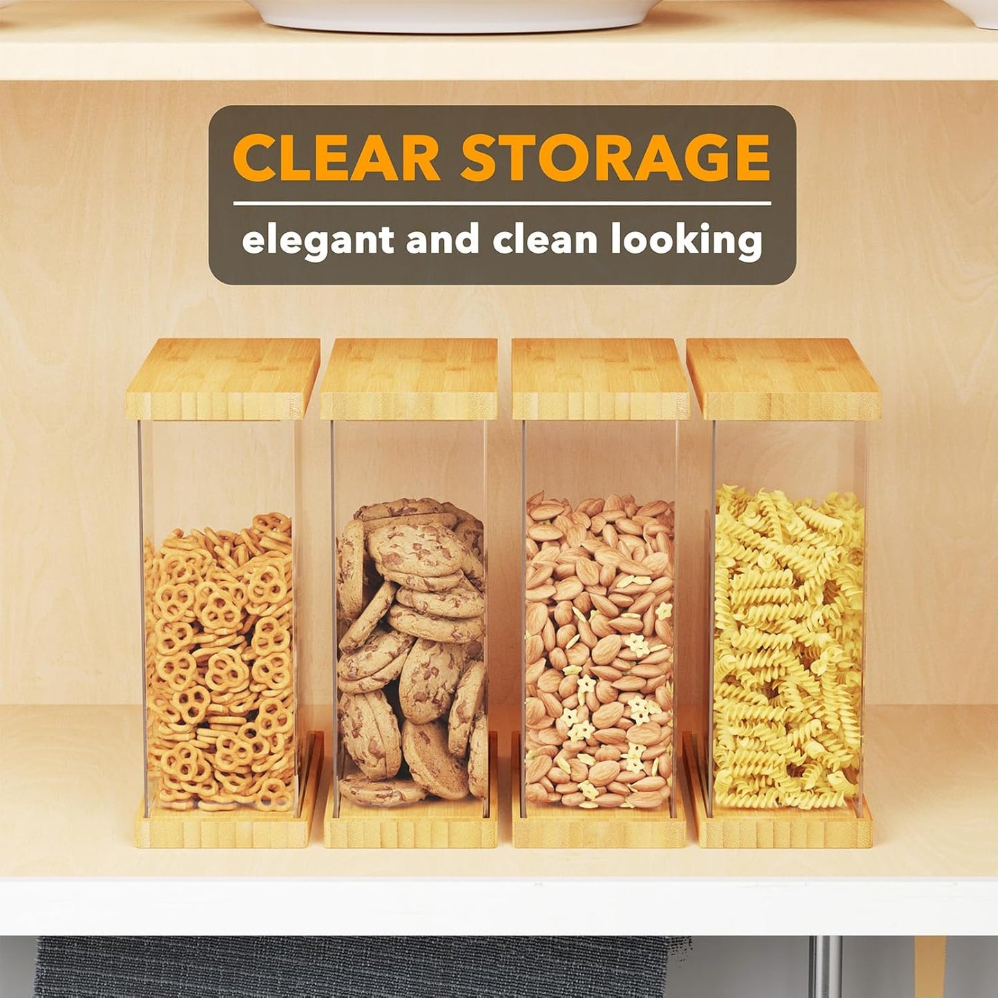 SpaceAid Bamboo Food Storage Container - Airtight Cereal Containers with Lids, Kitchen Cereal Canisters Pantry Organizers and Storage for Rice, Flour, Coffee, Snack, Small 1 Pack