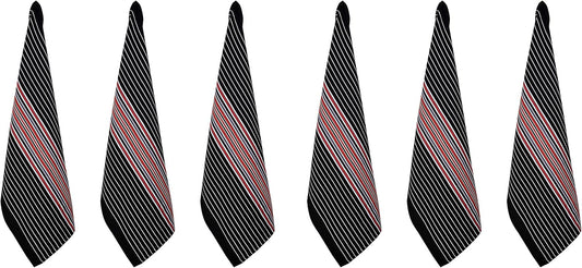 Urban Villa Kitchen Towels Waffle Stripes Dish Towels for Kitchen Black Color Set of 6 Kitchen Towels Highly Absorbent Cotton Over Sized 20X30 in with Mitered Corners Kitchen Hand Tea Towels