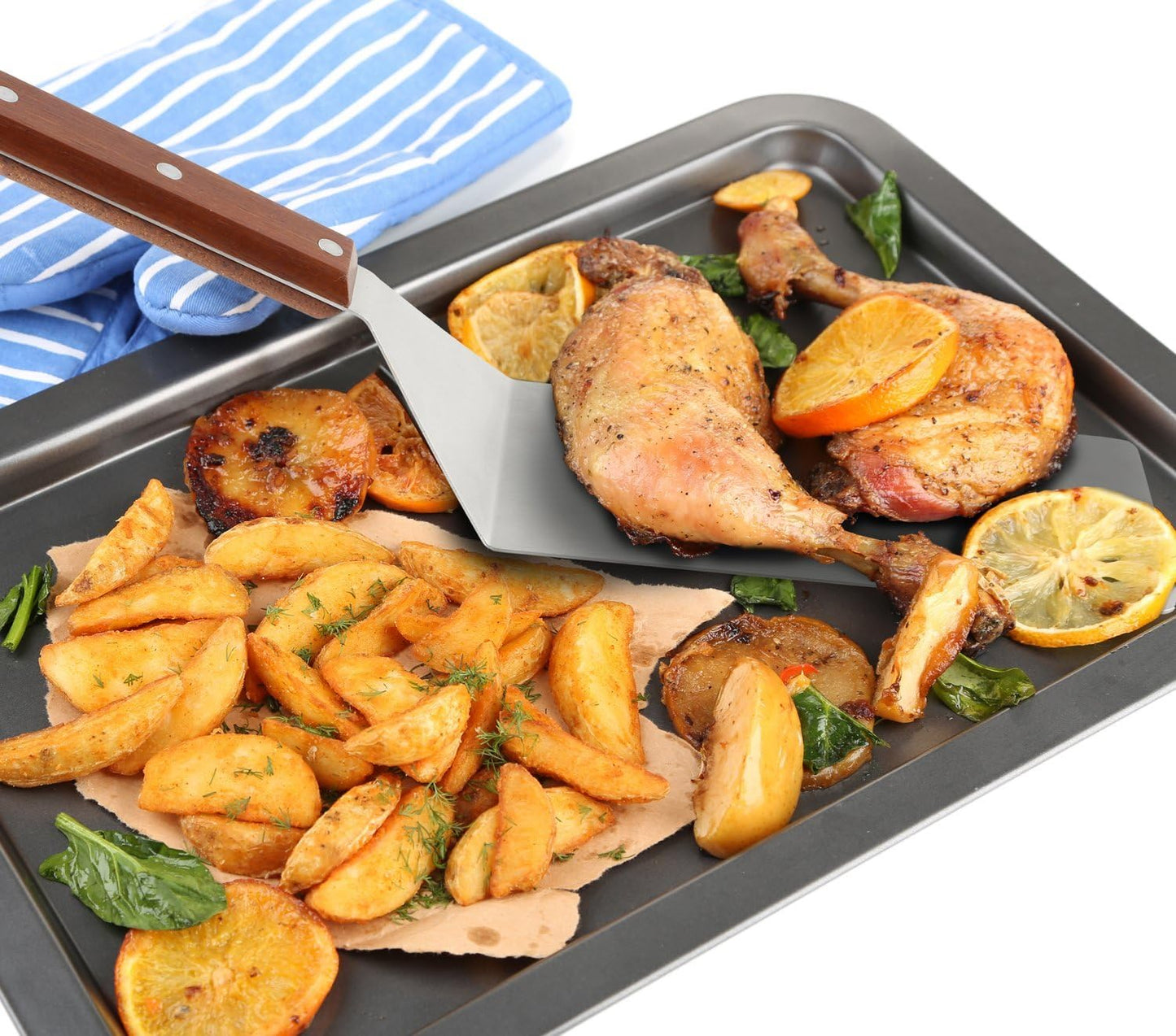 8β Extra-Large Sturdy Stainless Steel Spatula Hamburger Turner with Strong Wooden Handle β Professional Commercial Food Flipper Scraper for Grilling Cooking, Baking for Your Flat Top Restaurants