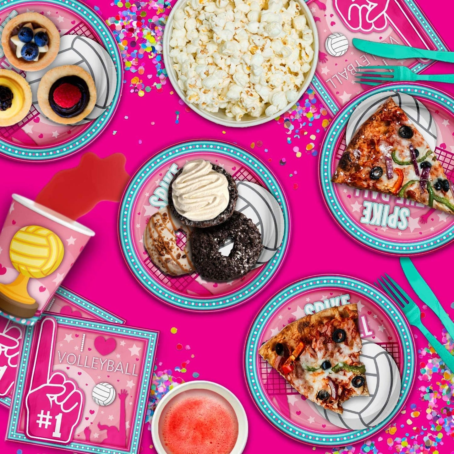 I love Volleyball Birthday Party Supplies Set Plates Napkins Cups Tableware Kit for 16