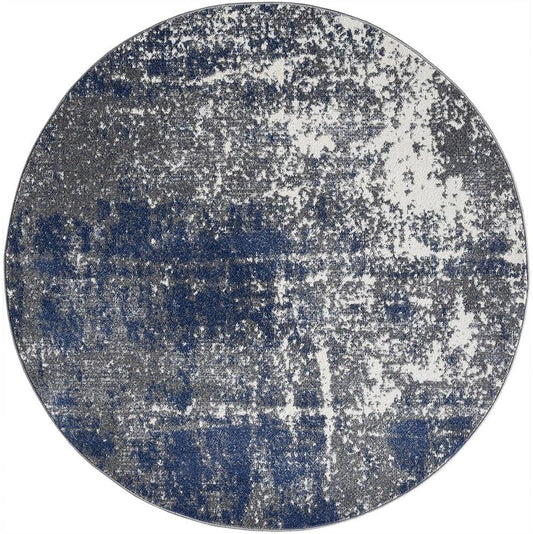 Keen Home Design Area Rugs - 10ft Round Non-Shedding, Abstract Rugs for Kitchen, Living Room, Bedroom, Dining Room, Entryway - Size: 10' Round, Navy/Grey/White