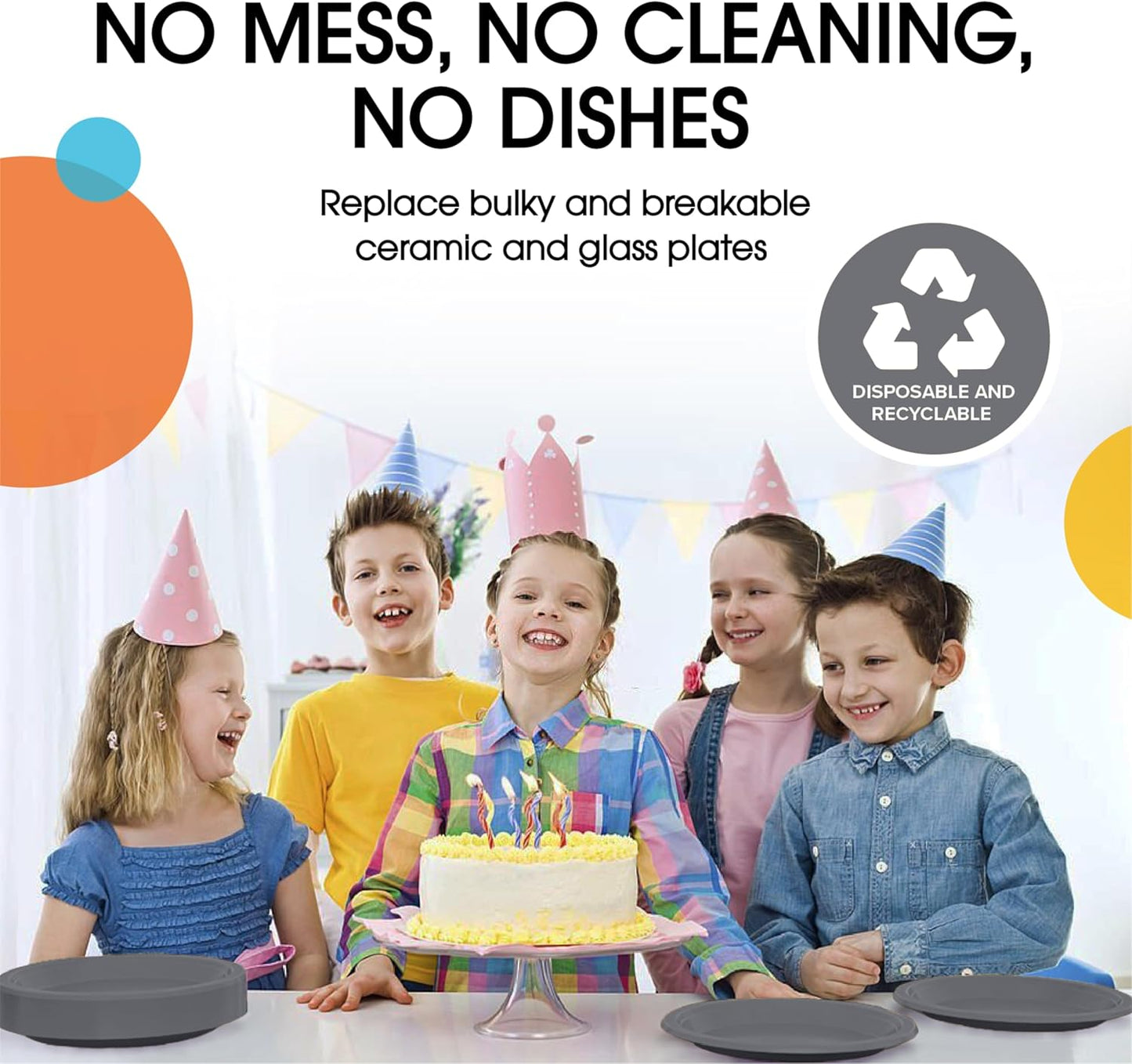 Exquisite Party Solids Silver Plastic Plates For Party Supplies 7" Silver Disposable Plates Heavy Duty 50 Pcs Plastic Dinnerware Sets Heavy Duty 350 GSM Disposable Dinnerware Set