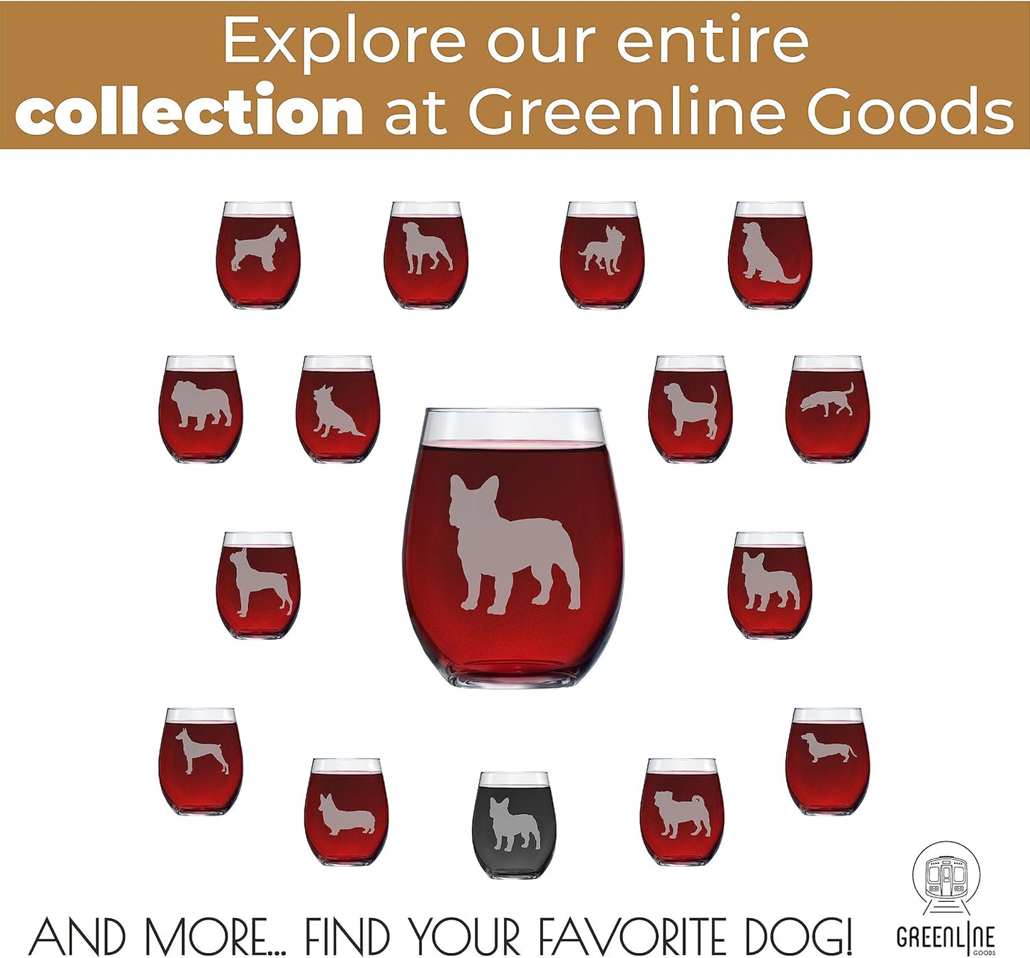 Boston Terrier Stemless Wine Glasses (Set of 2) | Unique Gift for Dog Lovers | Hand Etched with Breed Name on Bottom