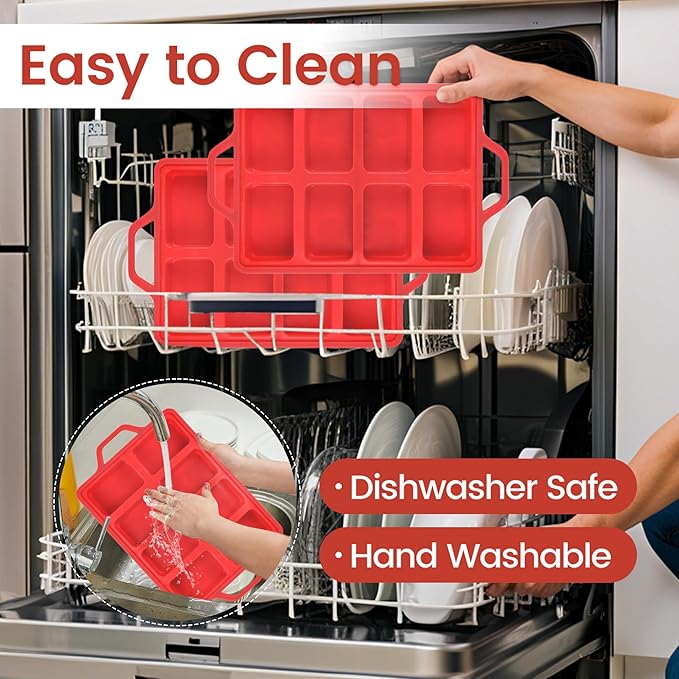 Mini Loaf Pan Silicone, Metal Reinforced Silicone Mini Bread Loaf Pan Nonstick Cornbread Pan 8 Cavities Small Loaf Pans for Baking Bread, Loaf, Meatloaf, Brownie, Butter 1Pack Red