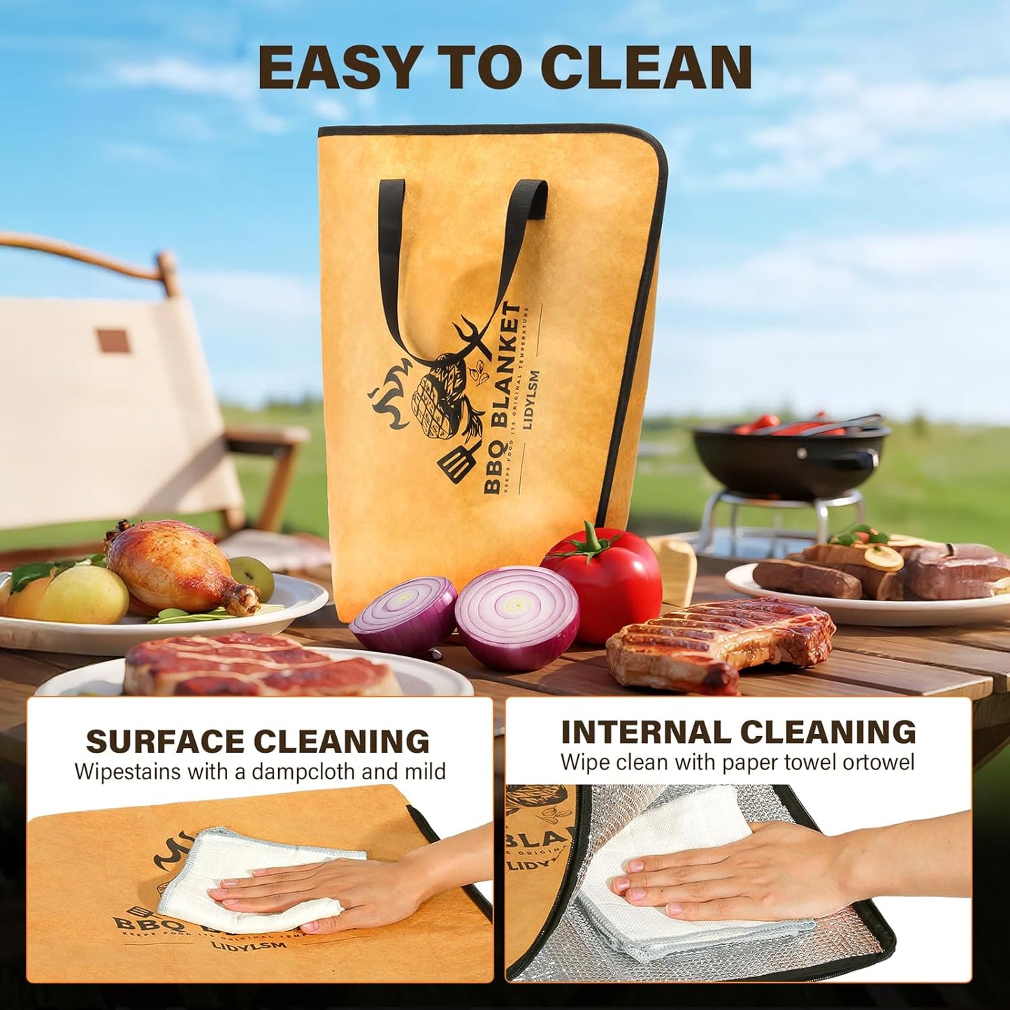 BBQ Blanket for Resting Meat- 2-pack21inch, Reusable Insulated Meat Resting Bag for Tender Barbecue and Moisture Retention,Wide Mouth Design for Large Brisket,Turkeys,Steak,Pork Shoulders