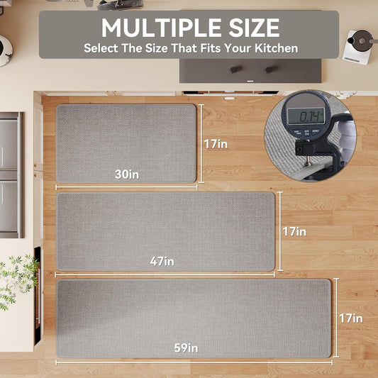 Water Absorbent Runner Rugs for Kitchen, Kitchen Mat in Front of Sink, Oil Absorbent Kitchen Mats for Floor,Non-Slip Kitchen Rugs,Durable Kitchen Mats,17x30 Gray Kitchen Rugs,