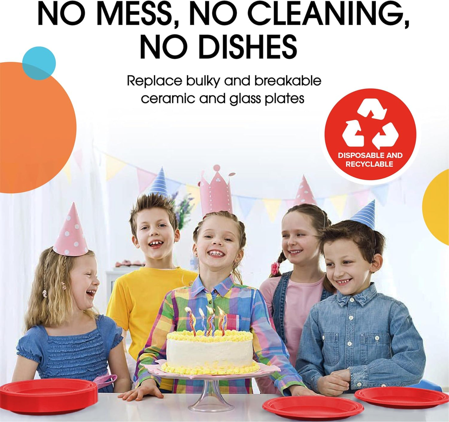 Exquisite Party Solids Red Plastic Plates For Party Supplies 7" Red Disposable Plates Heavy Duty 50 Pcs Plastic Dinnerware Sets Heavy Duty 350 GSM Disposable Dinnerware Set