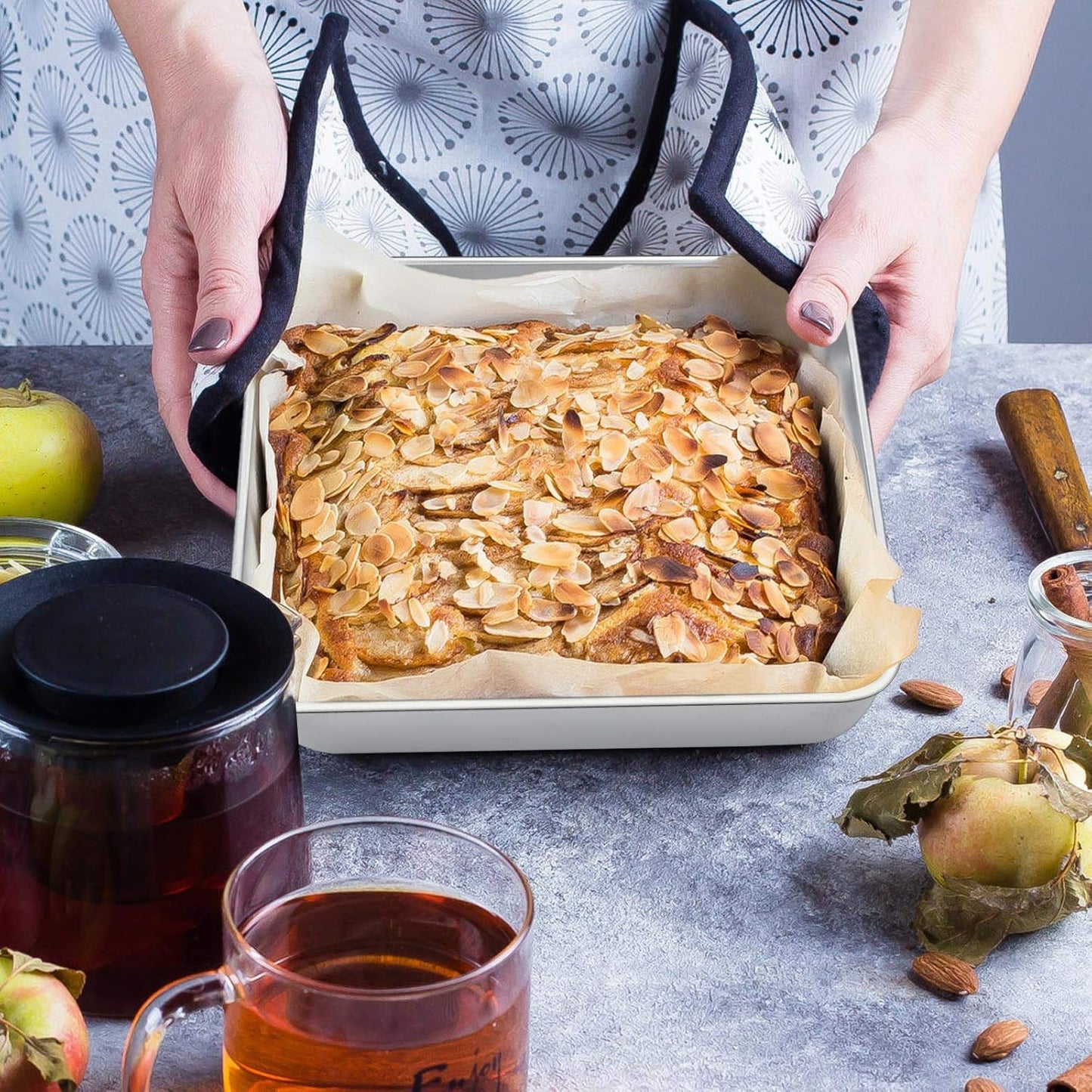 8 x 8-Inch Baking Pan, E-far Square Cake Brownie Baking Pans Stainless Steel Bakeware Set of 3, Fits in Small Toaster Oven, Non-toxic & Dishwasher Safe