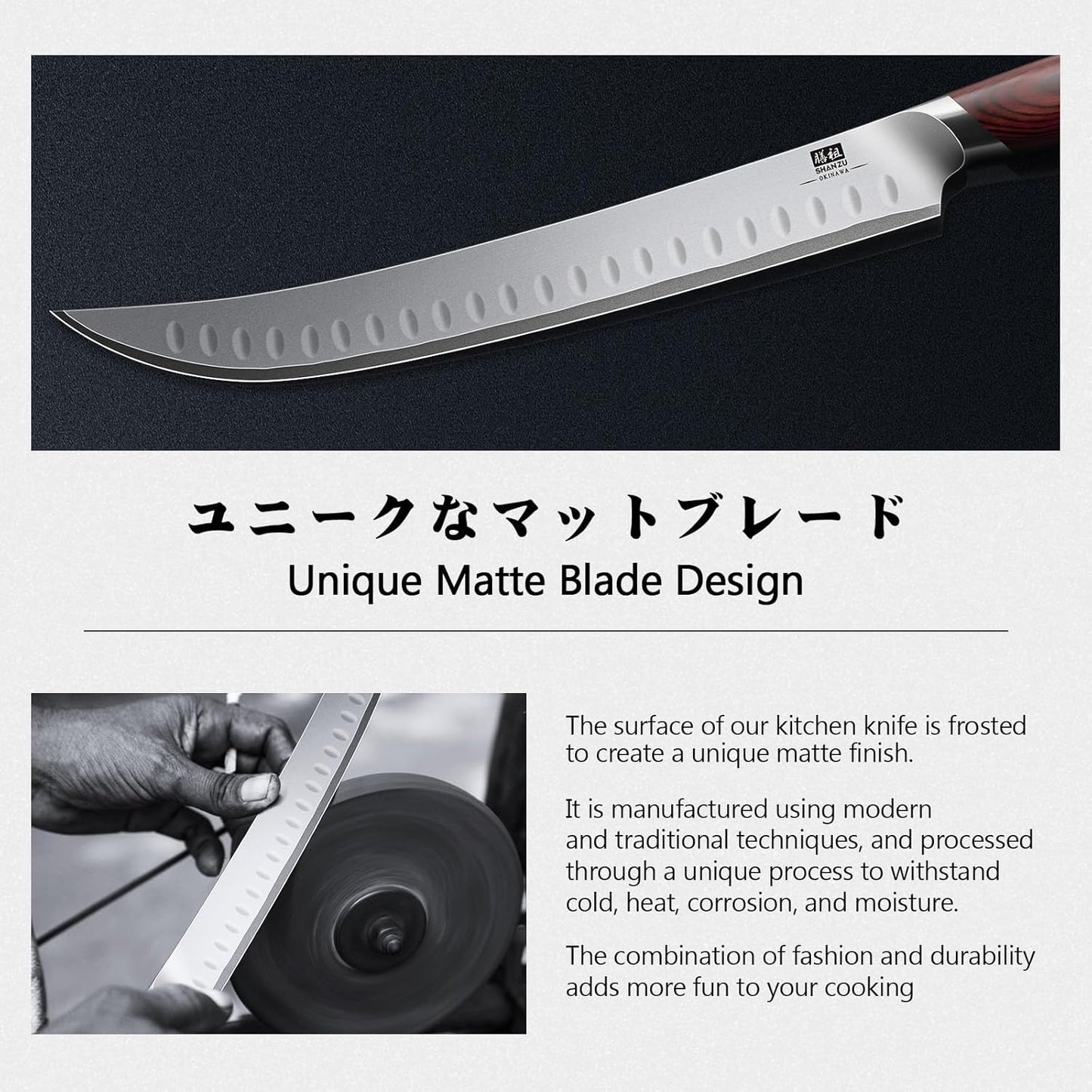 SHAN ZU Brisket Slicing Knife, 11.6 Inch Carving Knife Japanese High Carbon 10Cr15Mov Stainless Steel, Professional Ultra Sharp Meat Cutting and BBQ knife with Ergonomic Pakkawood Handle