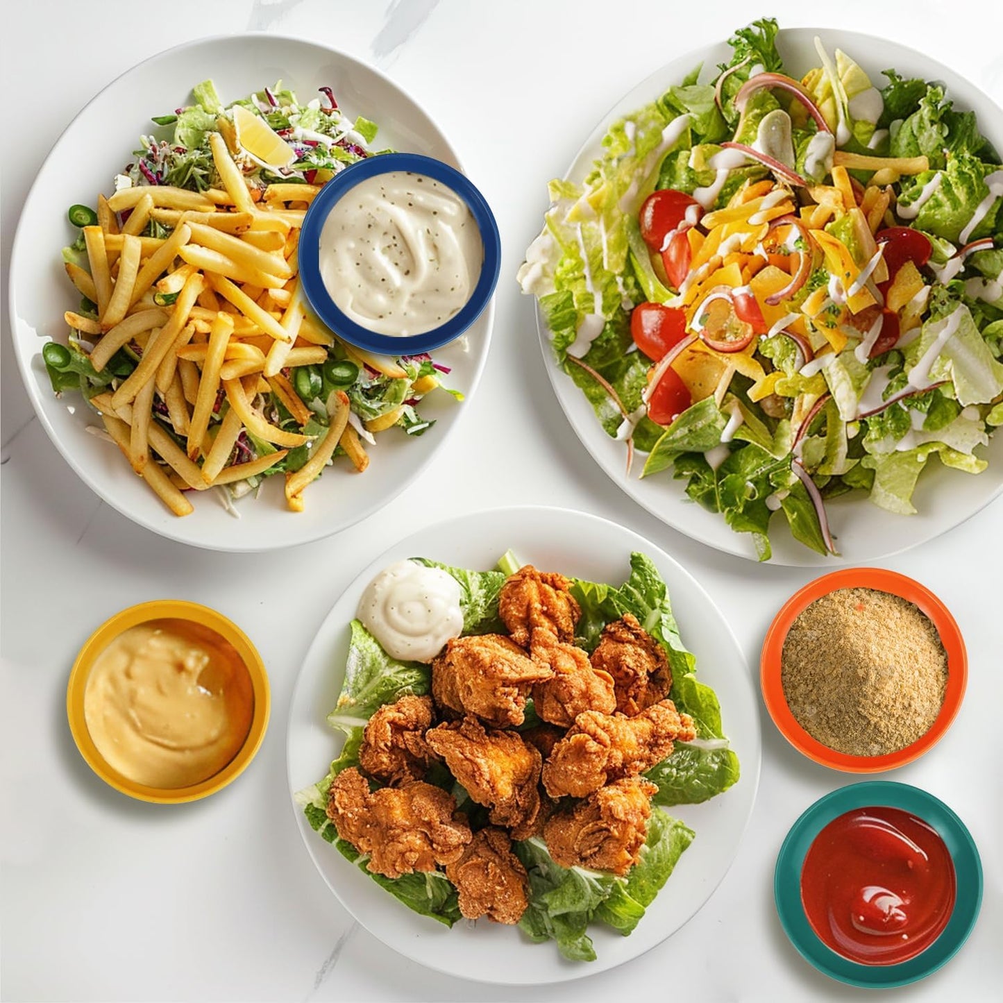 4 Inch Soy Sauce Dishes 8 Pieces, Lightweight and Unbreakable Wheat Straw Plates, Small Sauce Plate, Mini Serving Plates for Side Dishes, Condiment, Appetizer (Multicolor)