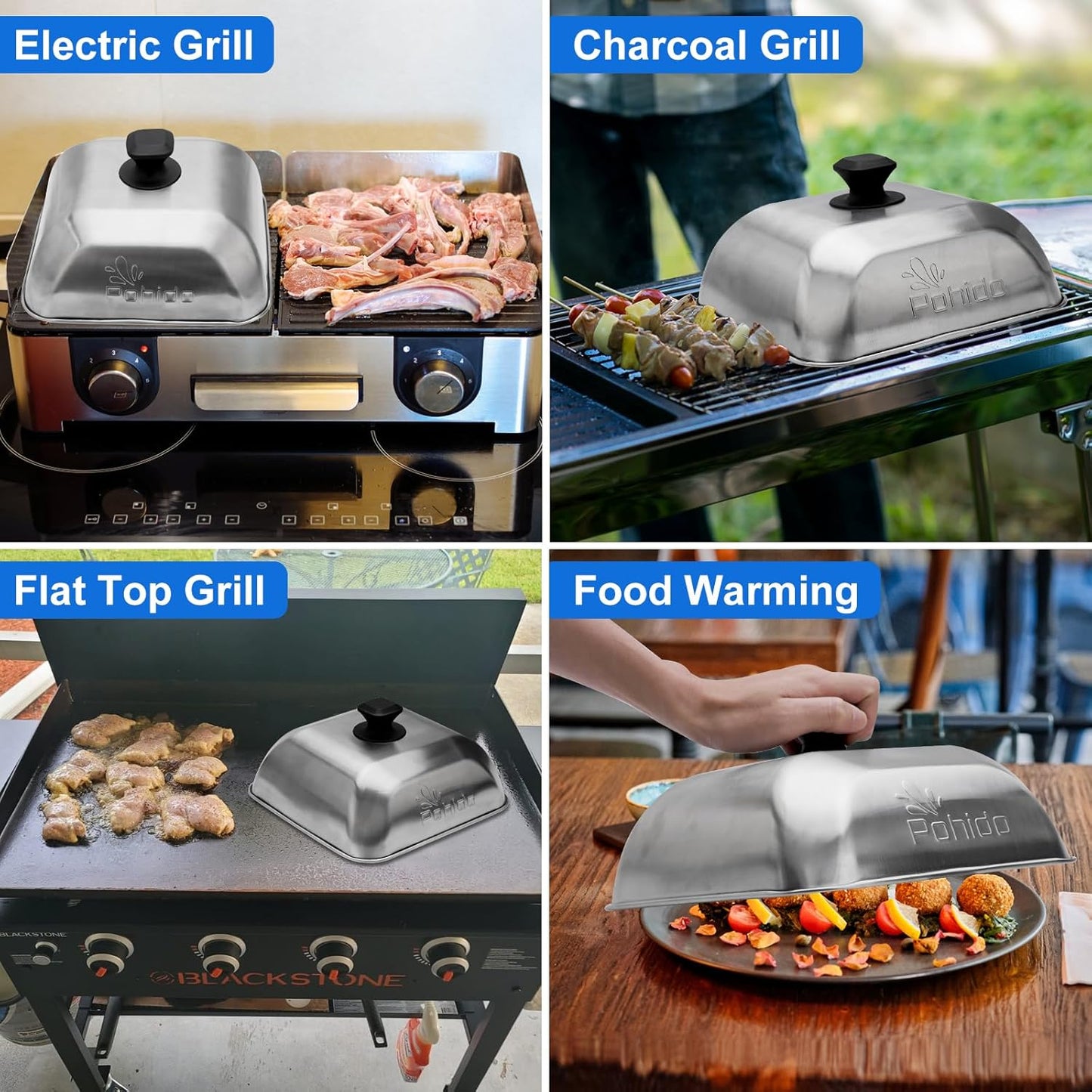 Square Basting Cover 10 Inch,Griddle Accessories for Blackstone,555 Medium Stainless Steel Heavy Duty Cheese Melting Dome and Steaming Cover, Best for Use in Flat Top Grill BBQ Cooking Indoor Outdoor