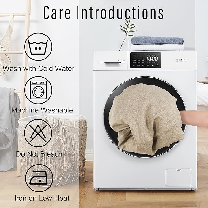 DWCN Faux Linen Tablecloth Rectangle - Beige Tablecloths Fabric Waterproof Spill-Proof Wrinkle and Stain Resistant Decorative Farmhouse Table Cover for Kitchen Dining Party, 54 x 80 Inch