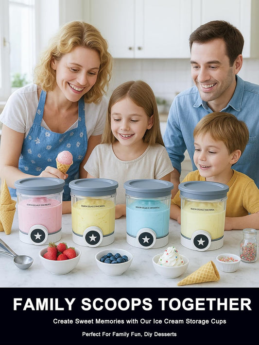 4 Pack Pint Containers Replacement for Ninja Creami Swirl NC700/NC701 Series, 16oz BPA-Free Ice Cream Pints with Lids, Leak-Proof & Dishwasher Safe (Grey)