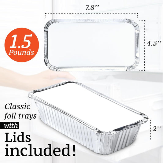 Spare Essentials (110 Pack Aluminum Loaf Pans with Lids, Disposable Bread Tins for Baking, Lunch Containers, Single Serve Baking Dishes - Foil Loaf Pans, Aluminum Bread Pans (7.8 x 4.3 x 2 Inches)