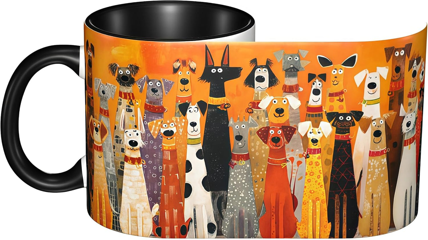 FyLybois Dog Coffee Mug Ceramic Coffee Cup with Handle Microwave Safe for Home or Office Gifts for Women and Men