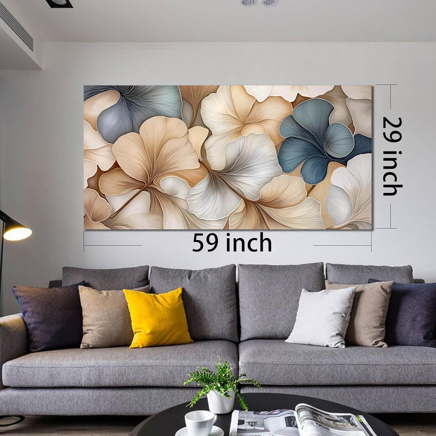 AOZEMI Flowers Wall Art Canvas Botanical Plant Pictures Bedroom Leaf Wall Decor Artwork for Living Room Bathroom Office Home Kitchen 29x59