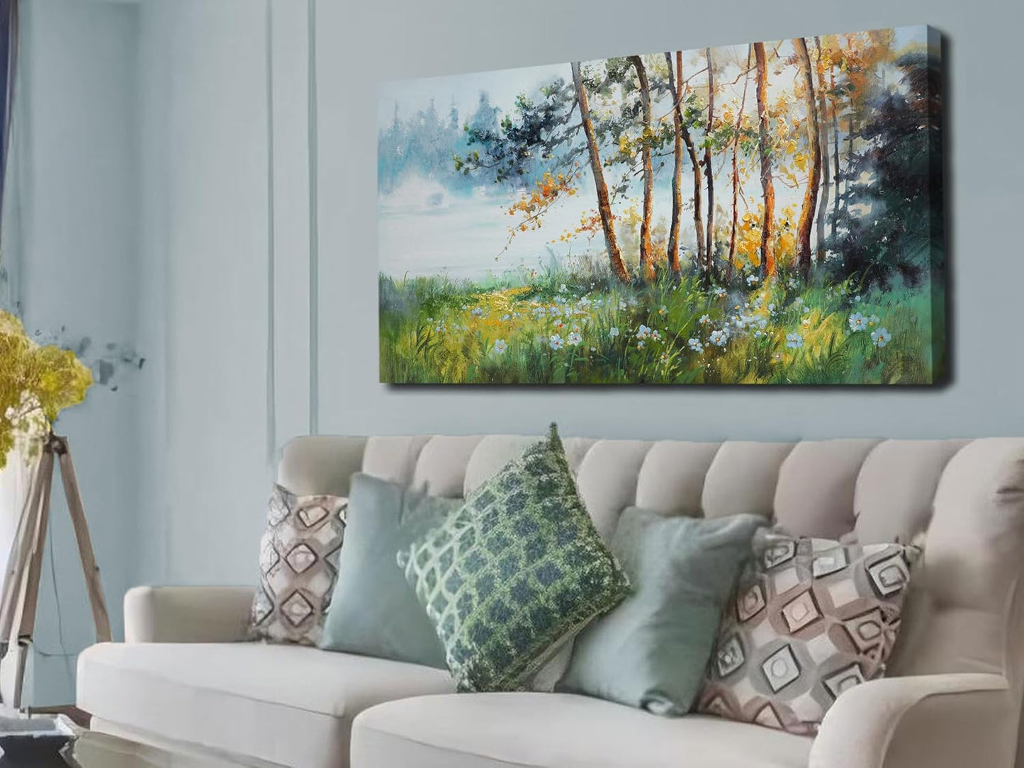 Ardemy Tree Canvas Wall Art Green Forest Pictures Wall Decor Living Room Landscape Textured Nature Paintings Artwork Bedroom Dining Room Kitchen Home Office, 58"x29"