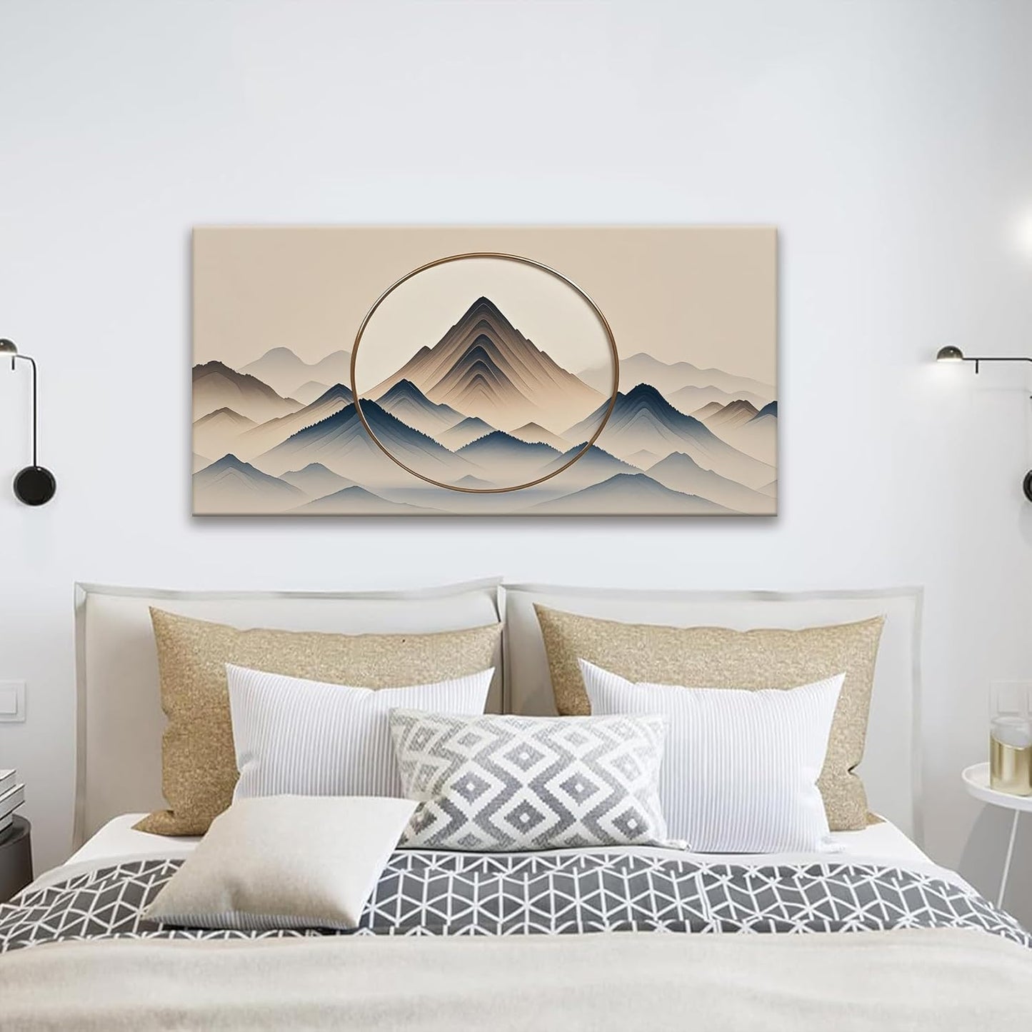 Suconvng Mountain Abstract Wall Art For Bedroom Office Artwork Mountain Forest Landscapes Wall Art Painting Canvas Art Wall Decor Pictures Prints Home Wall Decor 20×40 Inch