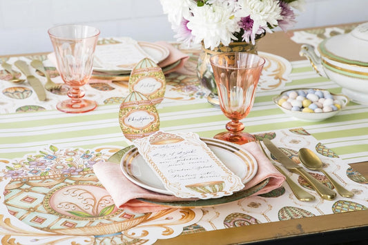 Disposable Green Striped Table Runner - Paper Table Runner Roll for Parties or Weddings - American Made