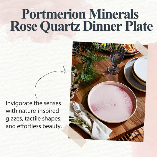 Portmeirion Minerals 10.5" Dinner Plate, Rose Quartz - Modern Stoneware Plate, Artisan-Crafted with Gentle Curves, Durable & Stylish for Dining, Microwave & Dishwasher Safe - Made in Portugal