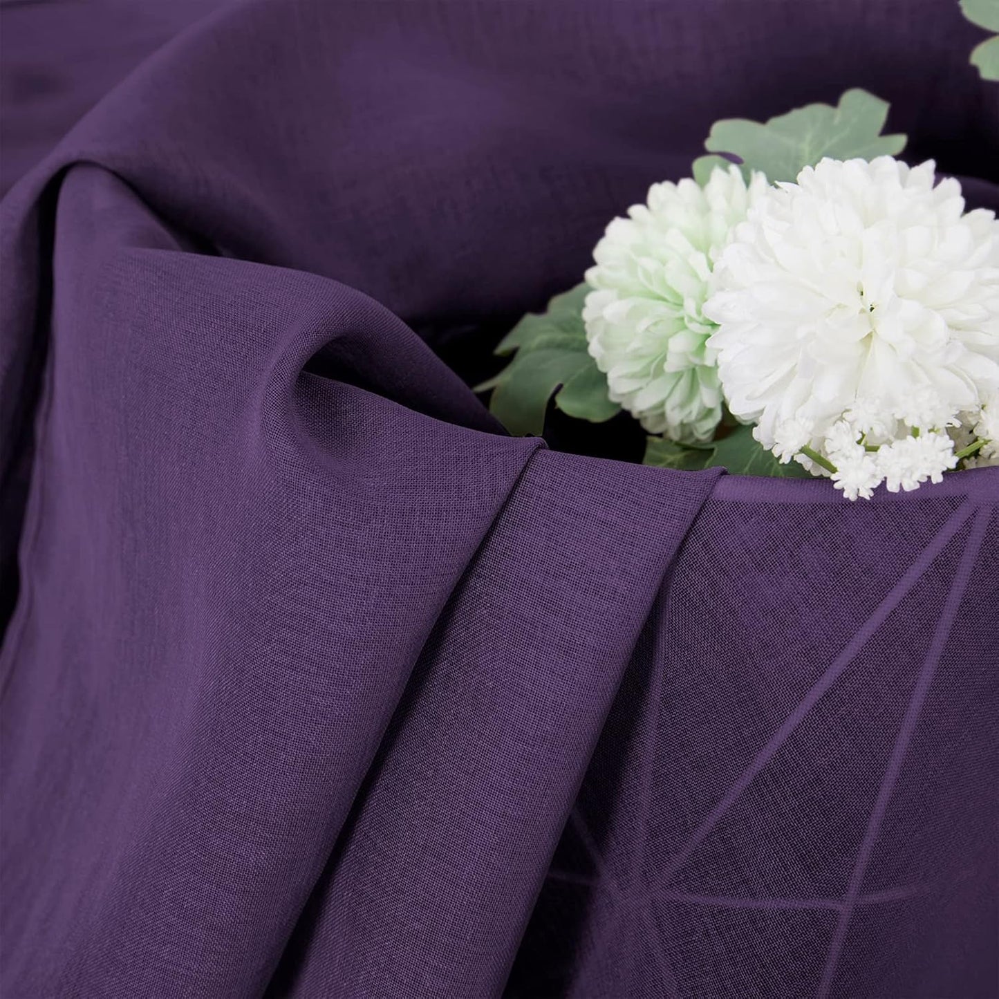 Tollpiz Sheer Tier Curtain Linen Textured Half Kitchen Curtains Sheer Light Filtering Rod Pocket Voile Small Curtains for Bathroom, 25 x 36 inches Long, Royal Purple, Set of 2 Panels