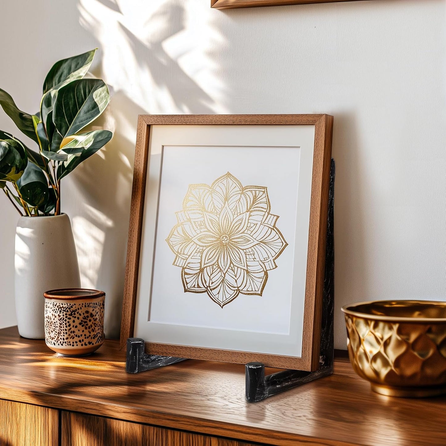 Plate Stands for Display Hand-Forged , Solid Vintage 8-Inch Plate Display Stand, Decorative Metal Plate Holder for Book, Platter, Plaque, Photo Frame, Tabletop Art (Black)