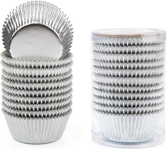 Gifbera Standard Silver Foil Cupcake Liners Metallic Paper Muffin Baking Cups 200-Count (Silver)