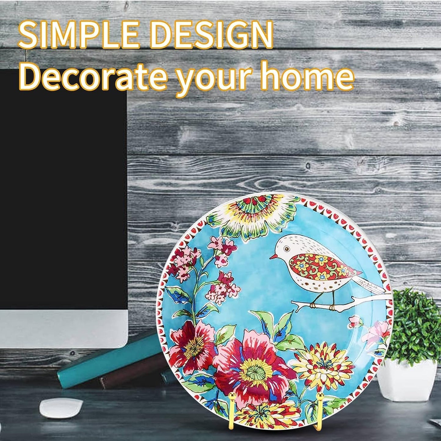 Kruodop 6 Inch Plate Stands for Display, 5 Pack Plate Holder Display Stand, Black Metal Frame Easel Holder Stand for Pictures,Book, Photo, Decorative Plate, Silver