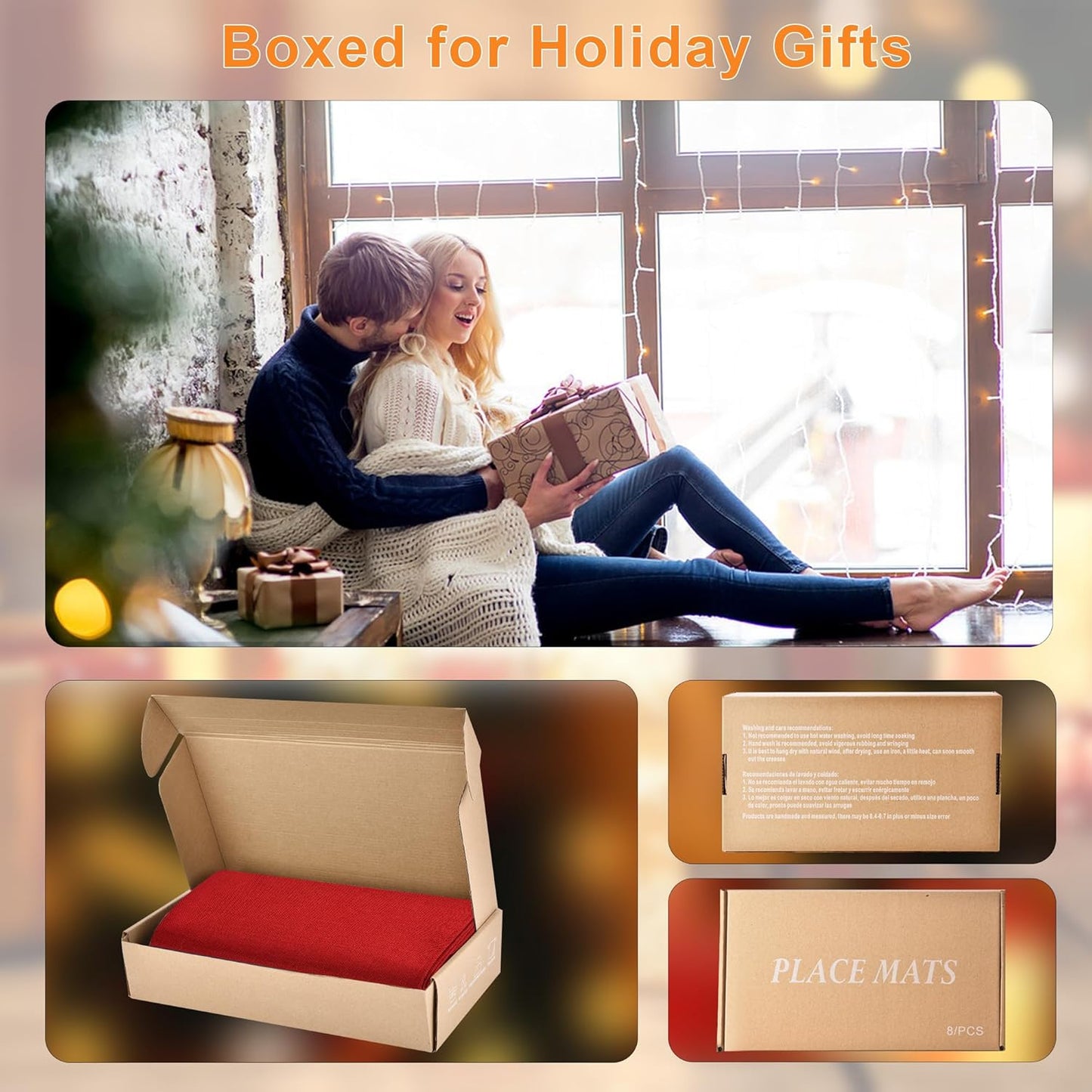 SLKQG Red Linen-Look Fabric Placemats Set of 8, Heat Resistant & Machine Washable Double-Layered Cloth Placemats for Dining Table, Indoor/Outdoor Use, Non-Slip Kitchen Table Mats (8, Bright Red)