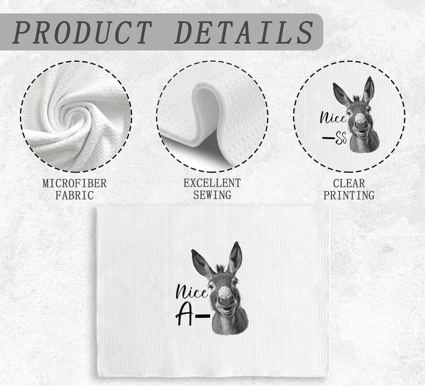 Donkey Kitchen Towels, Donkey Decor, Funny Decorative Kitchen Towels, Western Decorative Kitchen Towels, Nice Donkey Towels Campsite Drying Cloth Hand Towels for Bathroom Kitchen, 16×24 Inches