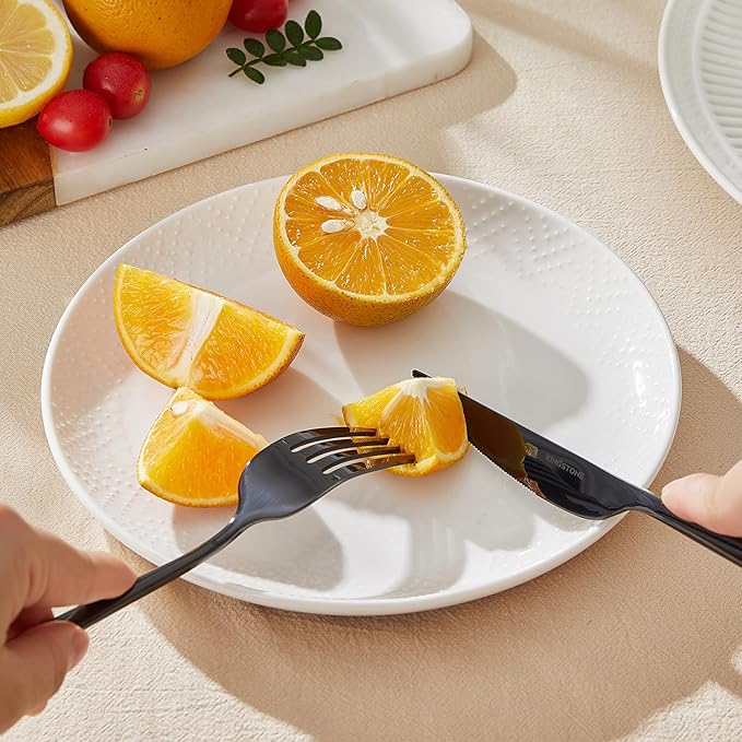 KINGSTONE Silverware Set, 20-Piece Flatware Set Cutlery Set Premium 18/10 Stainless Steel, Tableware Include Forks Knives Spoons for Home Kitchen Restaurant Wedding, Dishwasher Safe,Black