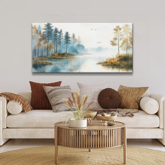 Suconvng Forest Tree Wall Art For Living Room Canvas Wall Art Decor Landscape Prints Painting Modern Print Poster Artwork Wall Painting Bedroom Kitchen Home Wall Decoration 24"X48"