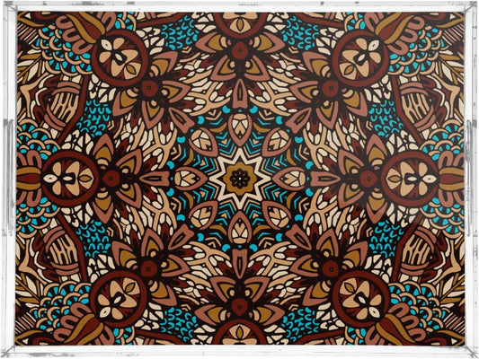 Acrylic Serving Tray with Handles Spill Proof Kitchen Storage Tray Clear Decorative Tray Makeup Drawer Organizer Storage Tray for Bathroom Living Room Ottoman 15.7x11.8Inches