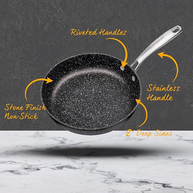 MasterPan Ultra Non-Stick Cast Aluminum Fry Pan, 9.5 inch, Granite Series