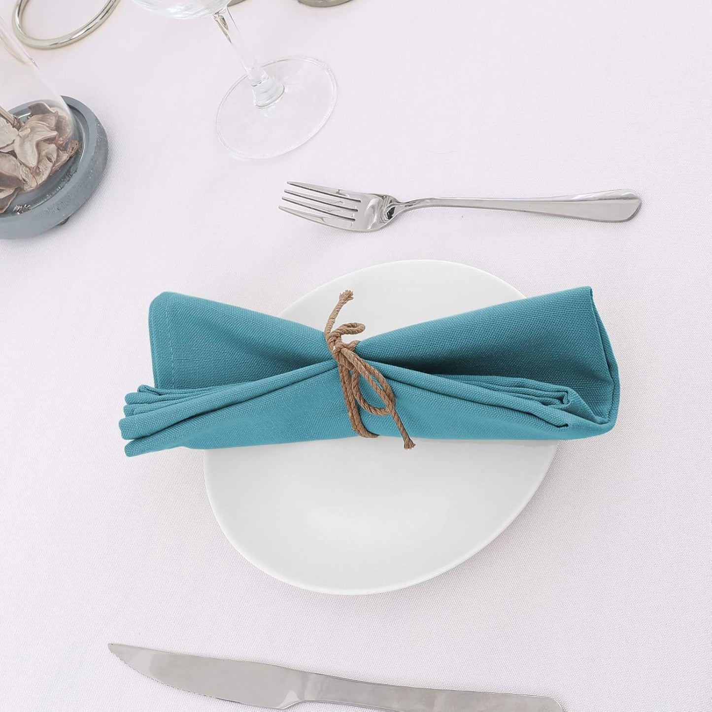 H.VERSAILTEX Cloth Napkins Set of 12 (18" X 18") Linen Textured Dinner Napkins Waterproof Extra Soft Thick Durable Reusable Napkins with Hemmed Edges for Dinners, Weddings and Everyday Use, Teal